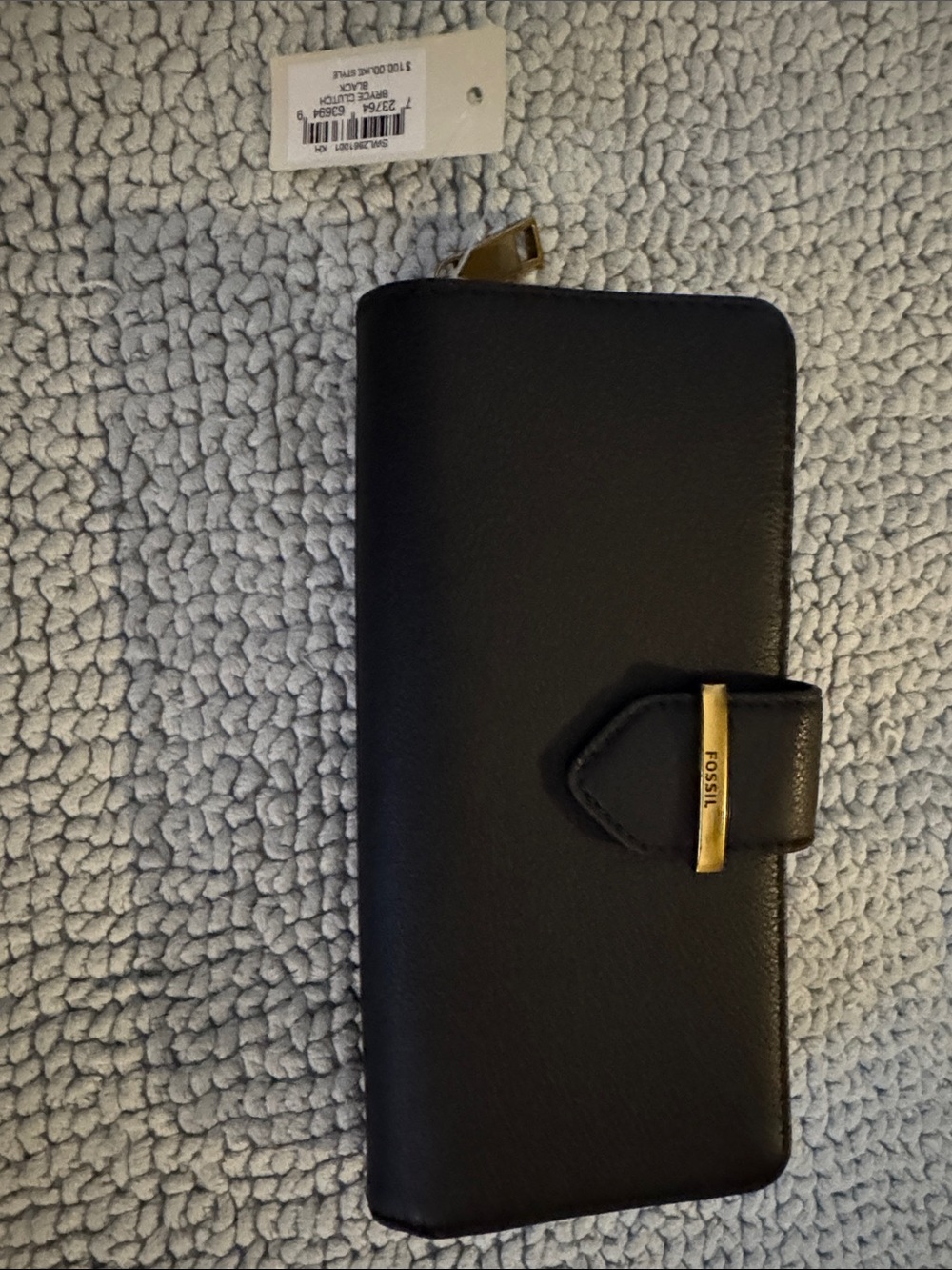 Fossil Black Leather Wallet with Gold Accent